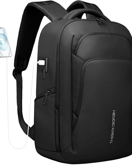 17.3 Inch Laptop Backpack for Travel Work Office College, 30L Water Resistant Casual Daypack, Lightweight Computer Backpack for Men Women, Business Laptop Bag with USB Charging Port - Black