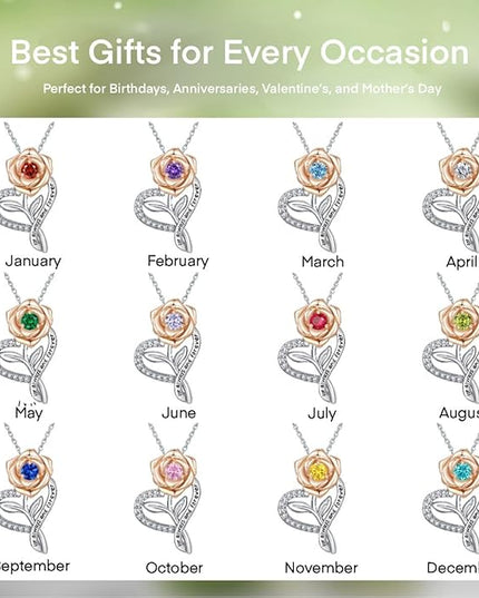 LAVALE Heart Birthstone Necklace for Women, Ideal Anniversary Birthday Gifts for Women Wife Girlfriend Her, Amazing Valentine's day Gift for Mom Women