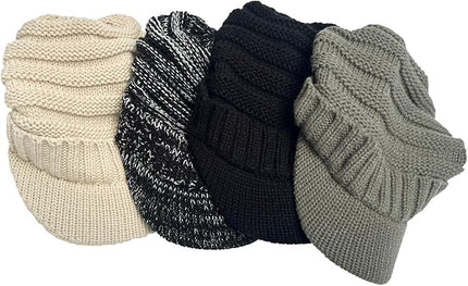 XYIYI Beanie Tail Winter Warm Knit Messy High Bun Ponytail Hats Visor Beanie Cap