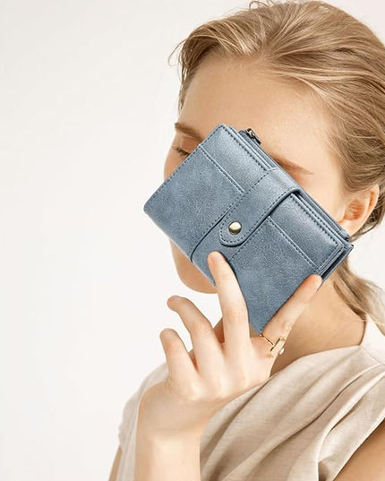 FALAN MULE Small Wallet for Women RIFD Leather Bifold Credit Card Holder with 3 ID Window