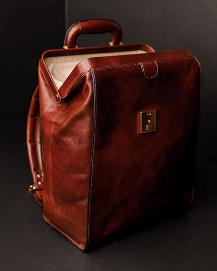 Time Resistance Leather Backpack for Men and Women - Business Rucksack Laptop Bag (Cognac Brown)