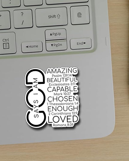(3Pcs) God Say I Am Sticker Christian Inspirational Decals Decorate Books Laptop Phone Water Bottles Kindles Tumbler Waterproof Vinyl Stickers 2,7 x 3 Inch