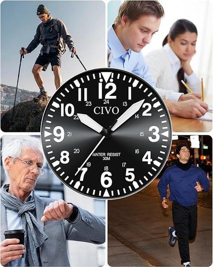 CIVO Analog Wrist Watches for Men: Waterproof Stainless Steel Mens Watches - Silver Watch with Easy Read Dial Men's Watch for Gift