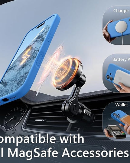 FireNova Magnetic for iPhone 17 Case, Compatible with MagSafe, [Integrated Silicone Camera Control Button] [Camera Protection] Anti-Scratch Microfiber Lining Phone Case, 6.3", Blue