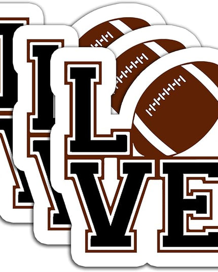 (3PCS) Love Football Sticker Decals Football Accessories Football Love, Waterproof Vinyl Decal for Laptop Tumbler Scrapbook Water Bottle Phone Case, Gift for Dad Mom Girls Football Player, 3" x 2.6 "