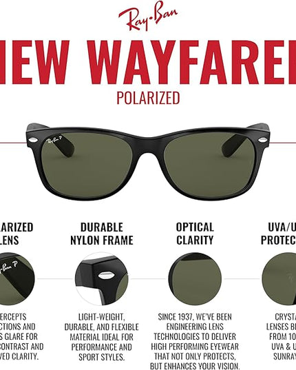 Ray-Ban RB2132 New Wayfarer Polarized Square Sunglasses