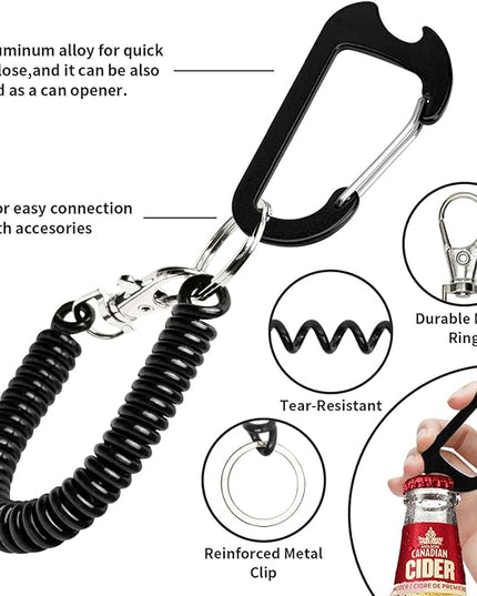 Phone Tether Lanyard Anti Theft Strap with Carabiner - Anti-Drop Outdoor Accessory for Skiing, Hiking, Cycling, Fishing & Climbing - Fit Most Cell Phones (Black+Black)