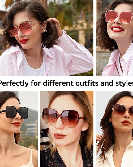 Dollger Oversized Square Sunglasses for Women Big Large Wide Fashion Shades for Men UV Protection Unisex