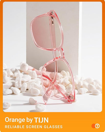 TIJN Blue Light Blocking Glasses for Women Men Clear Frame Square Nerd Eyeglasses Anti Blue Ray Computer Screen Glasses