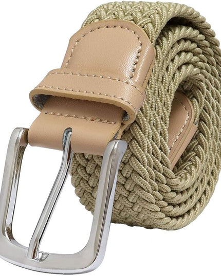 Falari Men Women Multicolored Elastic Stretch Braided Belt Canvas Fabric Woven No Holes Belt