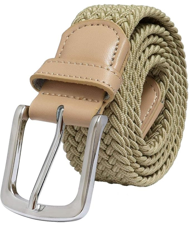 Falari Men Women Multicolored Elastic Stretch Braided Belt Canvas Fabric Woven No Holes Belt