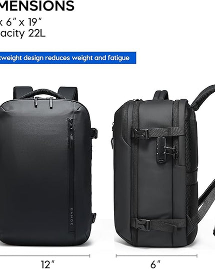 BANGE Travel Backpack with 15.6 Inch Laptop Compartment & TSA Lock for Men and Women, Water-Resistant Large Carry-On, Flight Approved,Black