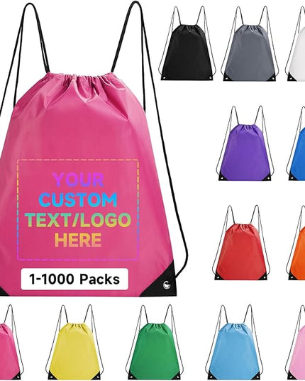 Custom Drawstring Backpacks With Your Logo, 1 Pack Personalized Drawstring Bags Bulk, Great for Travelling, Gym and for Everyday Use (Rose Red)
