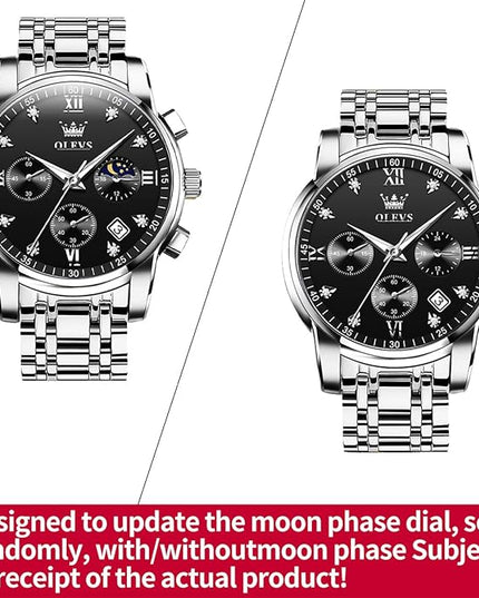 OLEVS Men's Luxury Watch Waterproof Luminous Easy Read Chronograph Watches Full Gold/White Dail/Black Face with Calendar Wristwatch