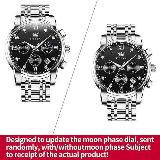 OLEVS Men's Luxury Watch Waterproof Luminous Easy Read Chronograph Watches Full Gold/White Dail/Black Face with Calendar Wristwatch