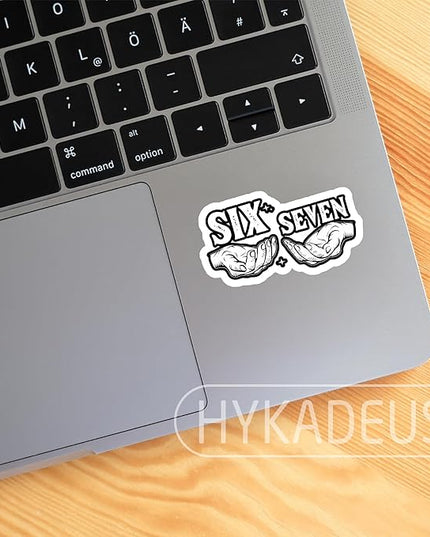 (3Pcs) Six Seven 67 Stickers Funny Gen Alpha Slang 6 7 Hands Vinyl Decals Waterproof for Laptop, Water Bottle, Tumbler, Phone Case, Scrapbook, 3" x 1.8"