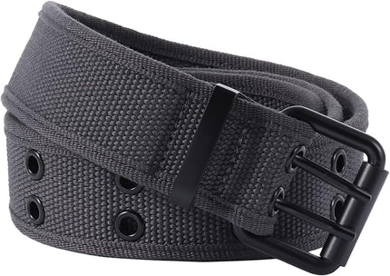 moonsix Canvas Web Belts for Men,Solid Color Casual Double Hole Grommet Belt
