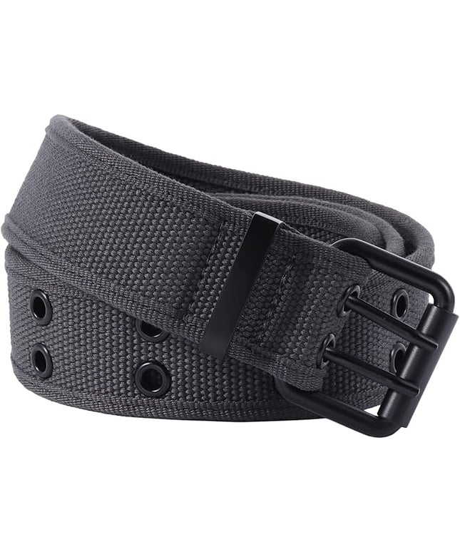 moonsix Canvas Web Belts for Men,Solid Color Casual Double Hole Grommet Belt