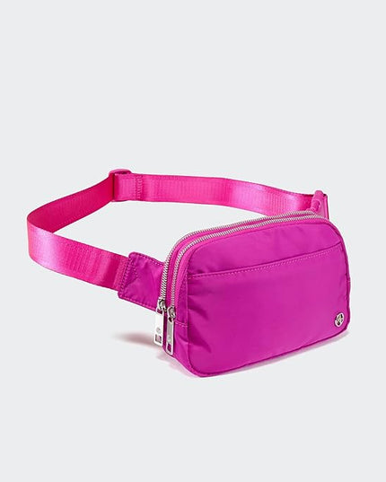 Pander Everywhere Belt Bag for Women, 5 Zipper Pockets Nylon Crossbody Fanny Pack Purse (Grape Purple)