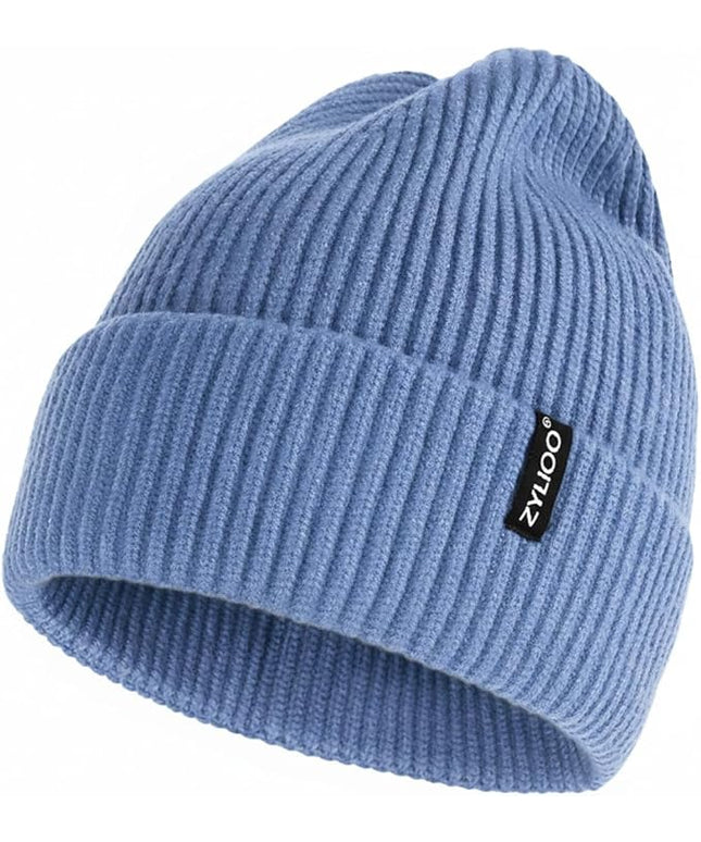 Zylioo Oversize Beanie Hats, XXL Big Size Ribbed Knit Cuffed Winter Hat for Cold Weather, Warm Skull Watch Cap
