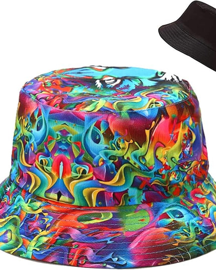 Malaxlx Unisex Bucket Hat Beach Sun Hat Aesthetic Fishing Hat for Men Women Teens, Reversible Double-Side-Wear