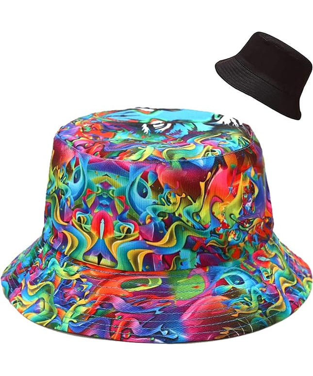 Malaxlx Unisex Bucket Hat Beach Sun Hat Aesthetic Fishing Hat for Men Women Teens, Reversible Double-Side-Wear