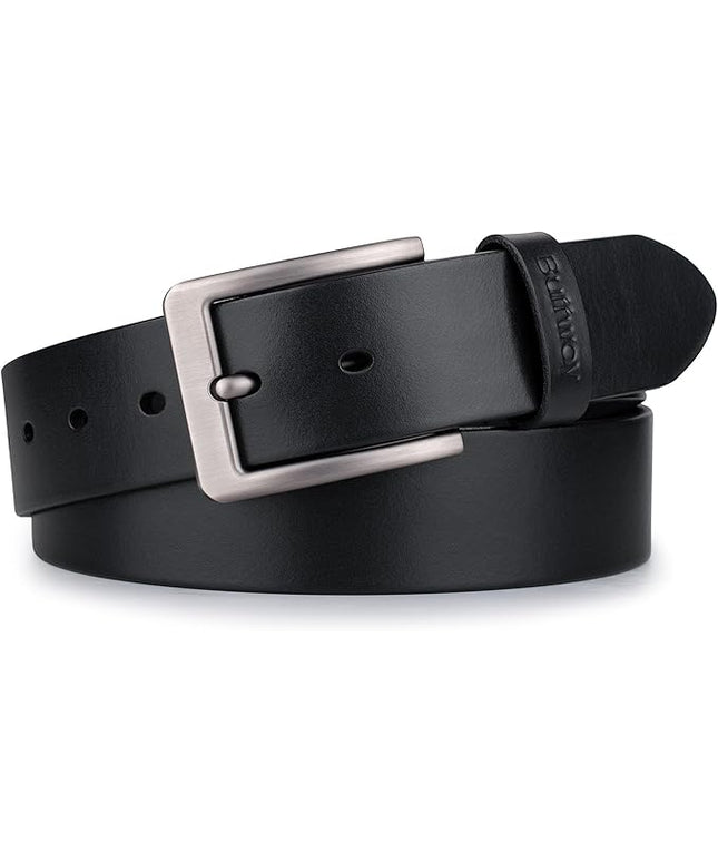 Buffway Men’s Full Grain Leather Belt – Solid One-Piece Leather, 1.5” Wide for Jeans & Business Casual, Gift Box Included