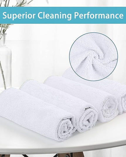 HOMEXCEL White Microfiber Cleaning Cloth, 8 Pack Cleaning Towels for Kitchen, Lint Free, Scratch-Free, Highly Absorbent, and Reusable Cleaning Rags for House, Window and Glass, Cars, 11.5 X11.5 inch