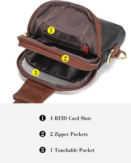 INICAT Sling Bag for Women Touchscreen Small Crossbody Cell Phone Purse Fanny Pack