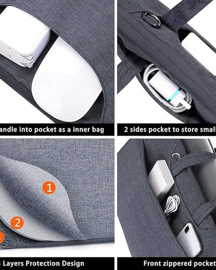 Voova Laptop Bag 15.6 Inch, Waterproof Computer Sleeve Carrying Case with Shoulder Straps & Handle Compatible with Macbook Air 15 M2/M3/M4, MacBook Pro 15/16, 15-16 Inch Hp Dell Lenovo Asus, Grey