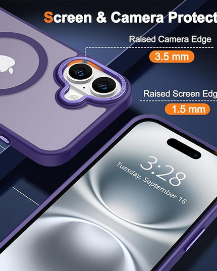 Hython Case for iPhone 16 Plus Case Magnetic Translucent Matte Phone Cases 6.7" [Compatible with MagSafe] Thin Slim Fit Shockproof Bumper Hard Protective Cover for Women Men Girls, Deep Purple