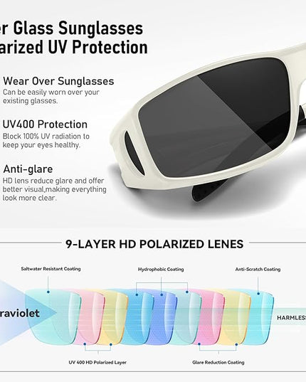 Wzerry Sunglasses Fit Over Glasses Polarized for Men Women, Wrap-Around Glasses UV400 Protection for Driving and Outdoor