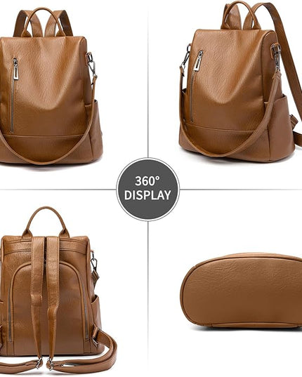 Didida Fashion Backpack Purse For Women Anti-theft Rucksack Pu Leather Lightweight Water-resistant Shoulder Bag, Brown