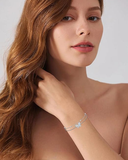 Dorunmo 925 Sterling Silver Infinity Heart Cross Circle Evil Eye Anklet Bracelets for Women Mother's Day Jewelry for Wife Girlfriend Mom Her
