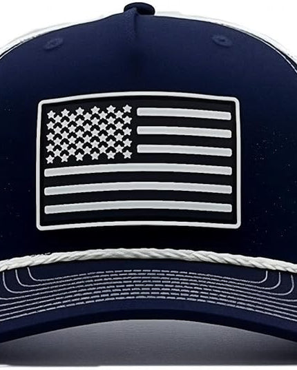 Old Glory PVC Curved 5 Panel Rope Hat, Adjustable Snapback Baseball Cap, Perfect for Outdoor Sports