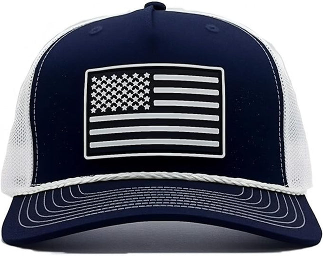 Old Glory PVC Curved 5 Panel Rope Hat, Adjustable Snapback Baseball Cap, Perfect for Outdoor Sports