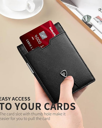 RUNBOX Mens Slim Wallet with Money Clip RFID Blocking Bifold Credit Card Holder for Men with Gift Box
