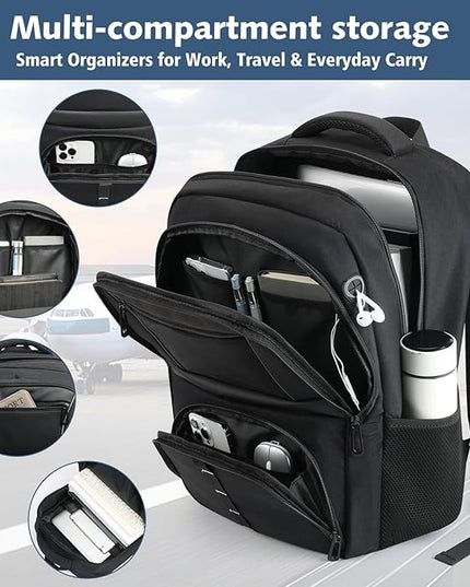 FAIRYLAND Travel Backpack,30L Carry On Laptop Backpack with Reflective,Water Resistant Anti-Theft Work Backpack for Men Women,Business Travel,Daily Commuting,Fits to 17.3Inch Slim Laptop,Black