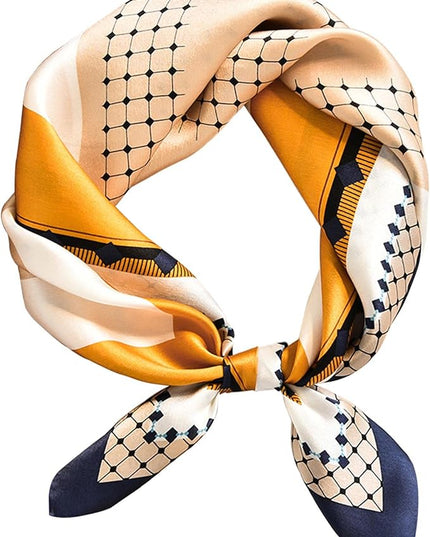 kcctoo 27.5" Mulberry Silk Feeling Head Scarf Women's Fashion Square Neck Satin Scarfs for Bag Hair Scarves Gift