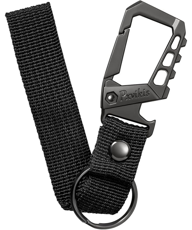 Metal heavy duty key chain carabiner clip bottle opener wrist lanyard ring car key fob unisex for men and women