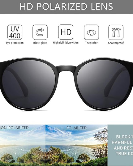 SUNGAIT Classic Vintage Round Polarized Sunglasses for Women Men Retro Style UV400