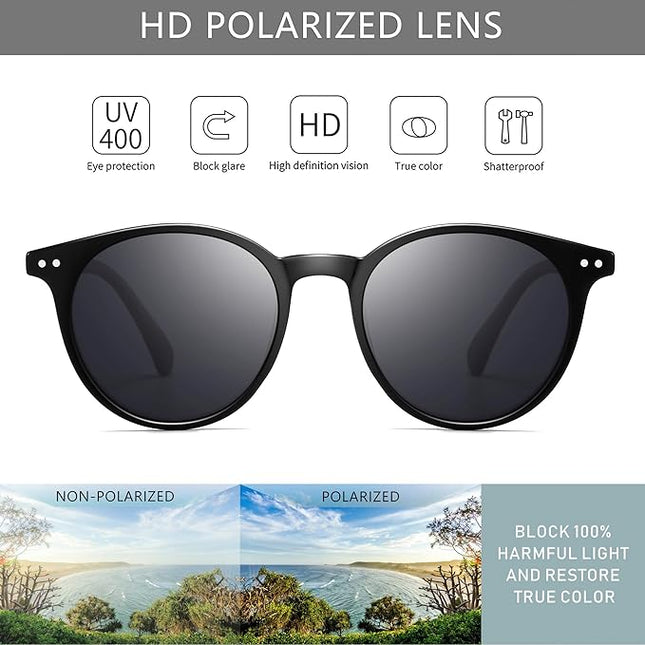 SUNGAIT Classic Vintage Round Polarized Sunglasses for Women Men Retro Style UV400
