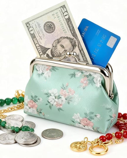 Coin Purse for Women Kiss Lock Mini Change Purse Small Coin Pouch Small Coin Purse Cute Coin Bag Coin Purses Change Pouch For Men and Women Green