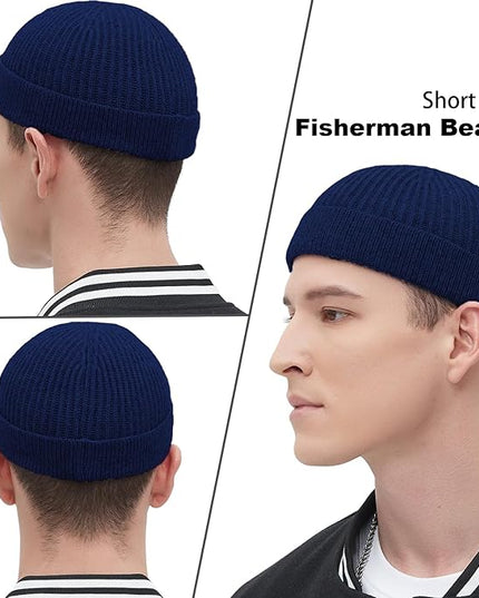 Fisherman Beanie Hats for Men Women,Wool Knit Trawler Skull Cap,Watch Cap,Spring Fall Winter Warm Short Hats