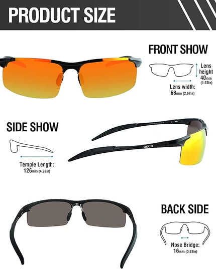 DUCO Mens Sports Polarized Sunglasses UV Protection Sunglasses for Men 8177s