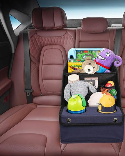 MULISOFT Car Seat Organizer, Backseat Car Organizer with 11 Storages Compartments and 2 Cup Holders, Blue