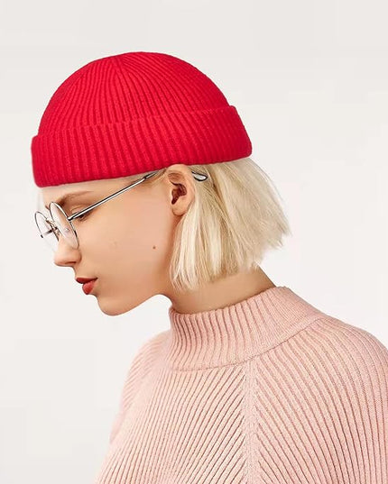 ROYBENS Wool Fisherman Beanie for Men Women, Knit Cuffed Fleece Lined Beanies Winter Warm Hat Skull Cap Unisex