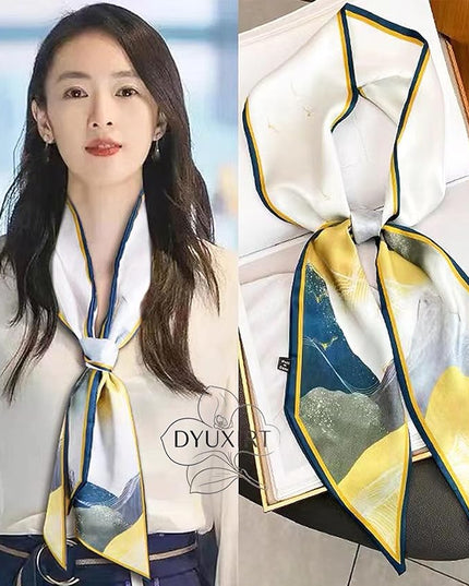 Head Scarf Purse Handle Neck Satin Hair Scarfs For Bag Lightweight Silky Long Thin Women's Fashion Scarves 59 * 5.9”