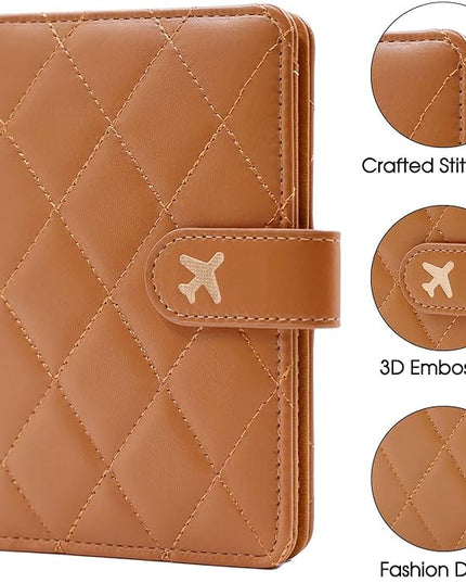 Melsbrinna Premium Leather Passport Holder Covers Case, Waterproof Rfid Blocking Travel Wallet Passport Holder with Pen Holder, Cute Passport Book for Women/Men