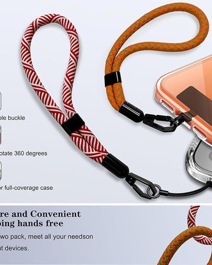 Phone Lanyard, 2 Pack Adjustable Cell Phone Lanyard Hand Phone Wrist Strap with Tether Tabs for Smartphones